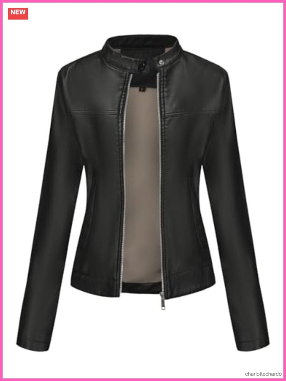 Faux Leather Jacket Women Moto Biker Bomber Coat